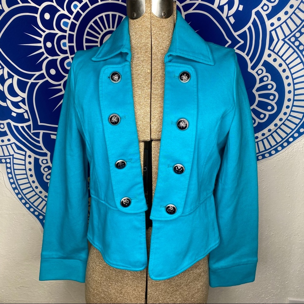 Turquoise Blazer with removable Ruffle - Picture 12 of 13